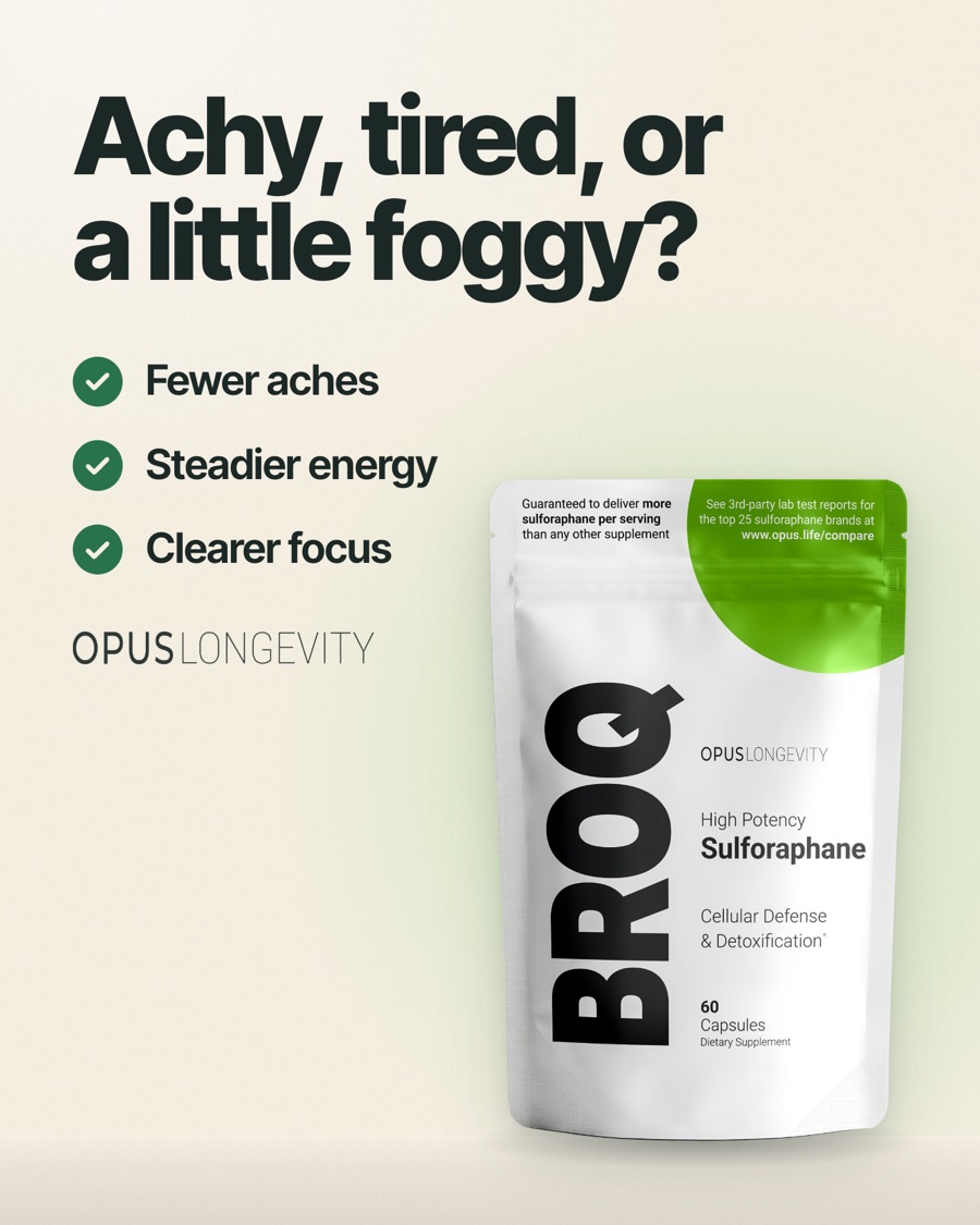 Ad picture: Achy, tired, or a little foggy?; Fewer aches / Steadier energy / Clearer focus