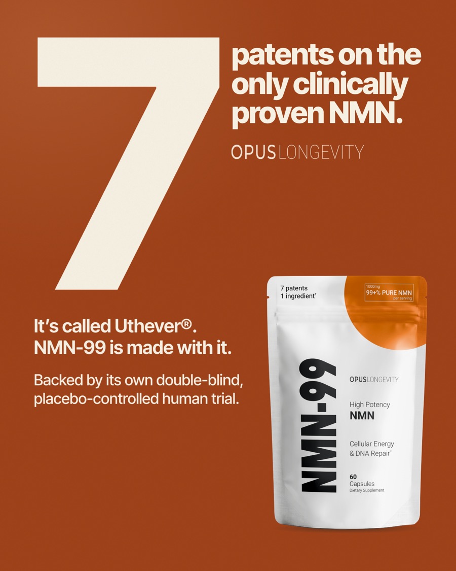 Ad picture: 7; patents on the only clinically proven NMN.