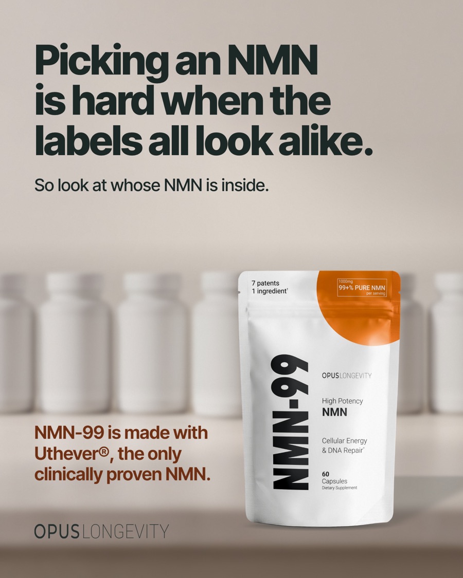 Ad picture: Picking an NMN is hard when the labels all look alike.; So look at whose NMN is inside.