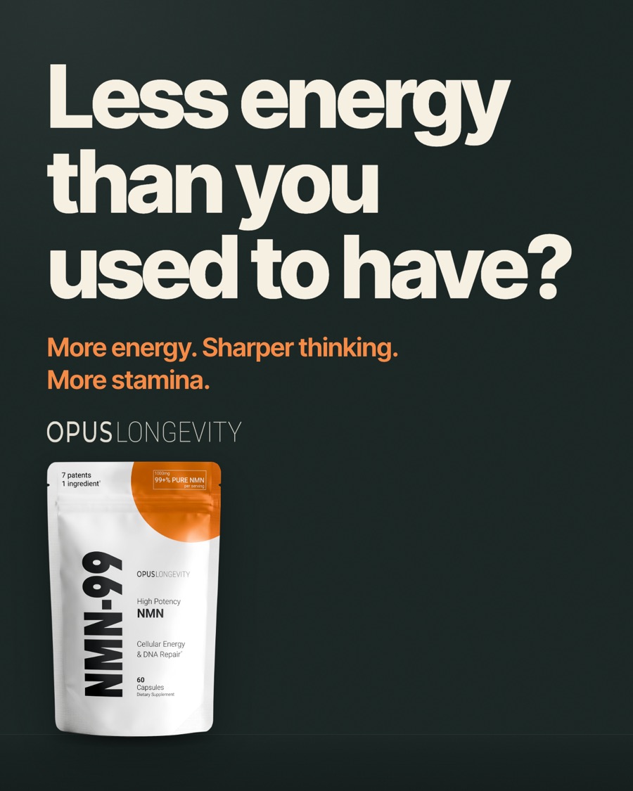 Ad picture: Less energy than you used to have?; More energy. Sharper thinking. More stamina.