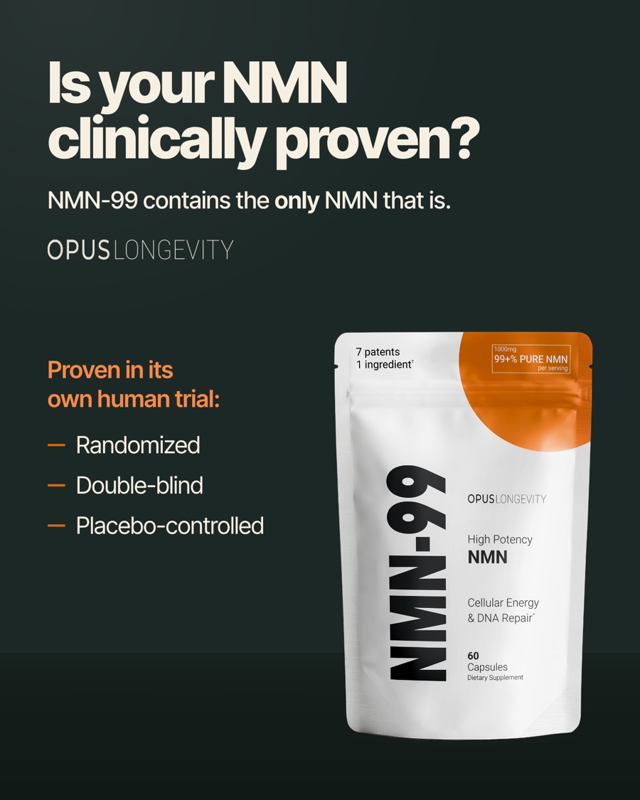 Ad picture: Is your NMN clinically proven?; NMN-99 contains the only NMN that is.