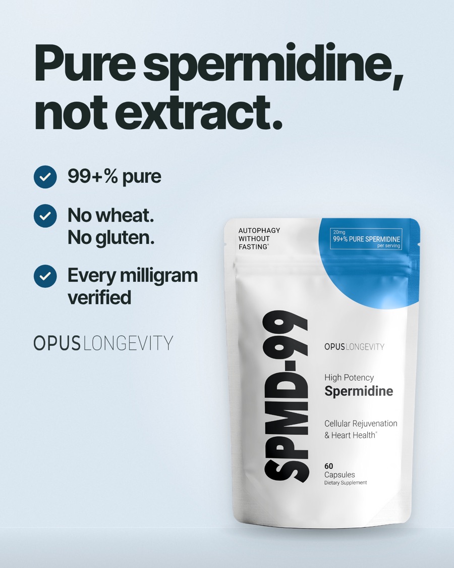 Ad picture: Pure spermidine, not wheat germ extract.; 99+% pure