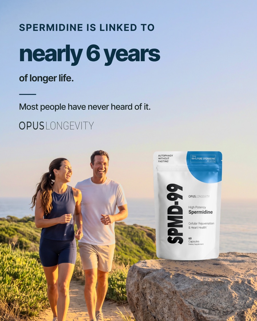 Ad picture: Spermidine is linked to nearly 6 years of longer life.; Most people have never heard of it.