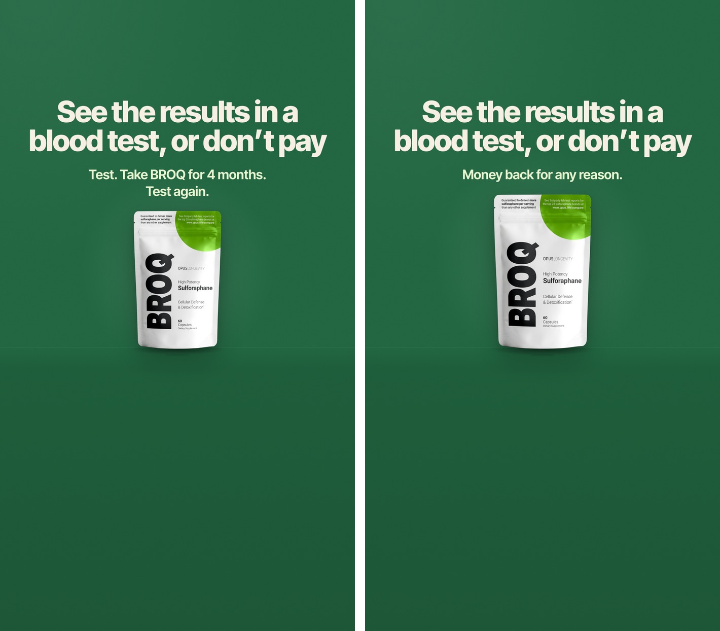 BROQ ad, live on the left, matched on the right, 9:16