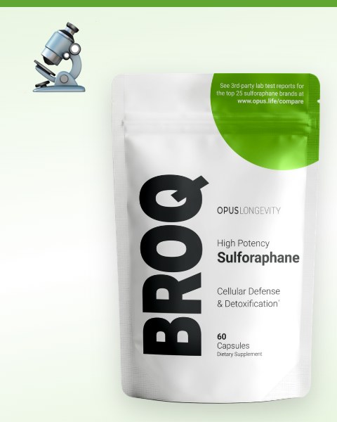 A microscope beside a pack of BROQ