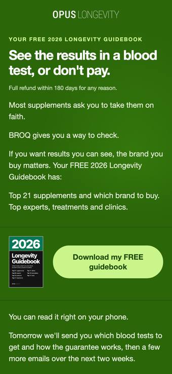 Top of BLOODTEST email 1, broq-test-or-refund on a phone. Tap to see all of it.